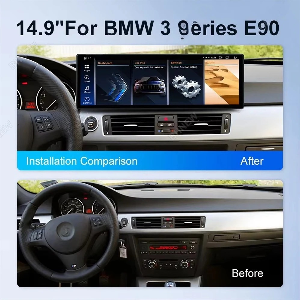 14.9 Inch Android Carplay for  3 Series E90 E91 E93 2005-2012 Car Multimedia Player  Navigation Auto Radio Headunit